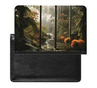 Scenery in The Window Passport Holder with 3 Card Slots, Portable PU Leather Travel Wallet, Slim Protective Cover for Passport, ID, Credit Cards
