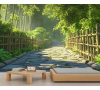 Scenery Mural Bamboo Forest Path Wallpaper Rural Scenery Wall Mural Statement Wall Restaurant Diner Large-Scale Art Decor Photo Panoramic Accent (Non-self-Adhesive)