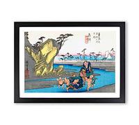 Scenery of Okitsu by Utagawa Hiroshige Framed Print | A2 Black Framed Wall Art | Ready to Hang | Asian Landscape Picture | Living Room Bedroom Lounge Office