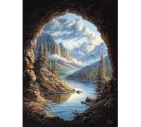 Scenery Outside The Cave Diamond Painting Kits for Adults Beginners, 5D Snow Mountain Diamond Art Kits for Kids, DIY Full Drill Gem Crystal Art, Cross Stitch for Adults Women, for Decor 80X110cm S-90