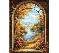 Scenery Outside The Window Diamond Painting Kits for Adults Beginners, 5D Autumn Diamond Art Kits for Kids, DIY Full Drill Gem Crystal Art, Cross Stitch Hobbies for Adults Women for Decor 30X40cm U-80