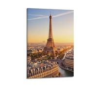 Scenery Poster Paris Panorama Aerial Photography Realistic Presentation Poster Modern Wall Art Canvas Aesthetic Decoration Painting 12x18inch(30x45cm) Frame-style