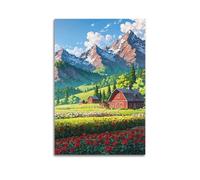 Scenery Poster Valley Farmhouse Digital Painting Vivid Colors Poster Modern Wall Art Canvas Aesthetic Decoration Painting 08x12inch(20x30cm) Unframe-style