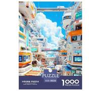 Scenery Puzzle 1000 Pieces for Adults Mindful Relaxing Hobby Future City Eco-Friendly Thick Board 38x26cm/1000pcs