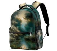 Scenery under the Moon Printed Large Travel Backpack Multiple Pockets Adjustable Straps Causal School Backpack Unisex Work Daypack