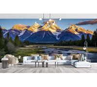 Scenery Wallpaper Mountains & Rivers Photo Wallpaper Non-Woven Wall Mural Covering for Bedroom Living Room Hallway TV Background Wall Decor 250cm x 175cm (WxH) Blue and Green -Ab10