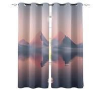 Scenery Window Curtain Blackout Pink Hues Sun Mountains Lakes UV Protection Thermal Insulation Window Drapes With Grommet Curtains for Living Room Windows Bedroom Study W59 x L137 CM 2 Panels