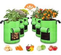 SCENGCLOS 10 Gallon Potato Grow Bags, 6 Pack, Two-Sides Window Garden Planting Bag with Durable Handle, Thickened Nonwoven Fabric Pots Vegetable Grow Bags for Tomato, Carrot, Onion, Fruits, Flower