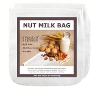 SCENGCLOS Nut Milk Bags, 12"x12", 2 Pack, Reusable Nylon Food Strainer, Multi-use Food Grade Filter for Almond Milk, Juice, Tea, Cold Brew Coffee(1x200 Micron & 1x125 Micron)
