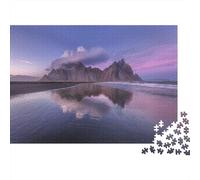 Scenic Beach Mountain 1000 Pieces Puzzle ForAdults Kids Colorful Icelandic Mountain Reflection Wall Decoration Decompression Jigsaw for Men And Women Challenging Puzzles Jigsaw 38x26cm/1000pcs
