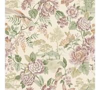 Scenic Bird Trail Japanese and Animal Inspired Wallpaper Blossoms Pagodas Oriental Theme Green/Cream Holden 13810