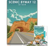 Scenic Byway Utah Art 1000 Piece Jigsaw Puzzles for Adults & Teens,Challenging Game And Family Play for Is Ideal As A Gift for The Whole Family 38x52cm