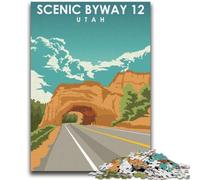 Scenic Byway Utah Art 1000 Piece Jigsaw Puzzles for Teenagers,Educational Games Home Decoration Suitable for Desktop Decoration (50x75cm)