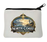Scenic Coastal Lighthouse with Mountain View Neoprene Coin Purse Pouch 10x11cm White