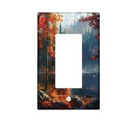Scenic Forest Light Switch Cover Plate, Autumn Red Green Fall Decor Single Toggle Wall Plates, Rustic Nature Wall Accents, Standard Size Thermoplastic Plate Cover Single Duplex Outlet