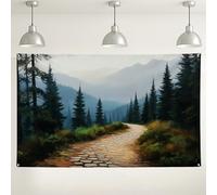 Scenic Forest Path Backdrop, Nature Landscape Art for Photography Events, Green Brown Scenic Picture Background for Indoor/Outdoor Gatherings 71x43 Inch