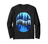 Scenic Forest Silhouette Layered Pine Trees Nature Art Long Sleeve T-Shirt