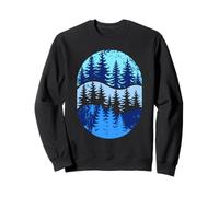 Scenic Forest Silhouette Layered Pine Trees Nature Art Sweatshirt