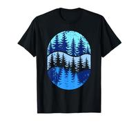 Scenic Forest Silhouette Layered Pine Trees Nature Art T-Shirt