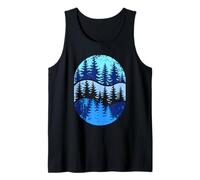 Scenic Forest Silhouette Layered Pine Trees Nature Art Tank Top
