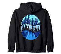 Scenic Forest Silhouette Layered Pine Trees Nature Art Zip Hoodie