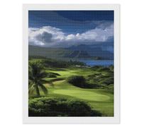 Scenic Hawaii Golf Tropical Diamond Painting for Home Wall Decor 16"x20", Personalized Photo Diamond Art Prints for Adult, DIY Full Drill Diamond Painting Kits, Gem Crafts for Living Room Decor