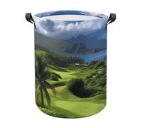 Scenic Hawaii Golf Tropical Laundry Basket with Handles, Laundry Hamper with Internal Support, Foldable Waterproof Clothes Hamper 44x44cm for Bedroom, Bathroom, Laundry Room, Living Room