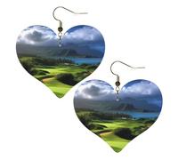 Scenic Hawaii Golf Tropical Leather Earrings for Women Heart Earring Lightweight Dangle Earrings Jewelry Gifts, One Size, No Gemstone