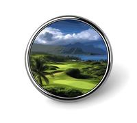 Scenic Hawaii Golf Tropical Round Badge Cute Enamel Lapel Pin Brooches Button Pin Personalized Clothing Decoration Unisex Badge Holder Hats Bags Shirts Decor