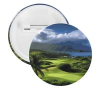 Scenic Hawaii Golf Tropical Tinplate Badge Personalized Round Brooch Large Craft Button Suitable for Teachers, Nurses, Doctors, Staff, Party Gift Accessories, 20pcs, Plastic, plastics