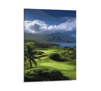 Scenic Hawaii Golf Tropical Wall Art Posters for Bedroom, Personalized Canvas Prints for Office, Framed Wall Decor Picture 16x20inch(41x51cm) for Living Room, Bathroom, Farmhouse, Restaurant