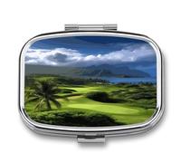 Scenic Hawaii Golf Tropical Weekly AM/PM Pill Organizer.Waterproof Portable Compact Travel Pill Organizers.Small Pill Box for Medicine Holder for Vitamins Medication.