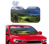 Scenic Hawaii Golf Tropical Windshield Sun Shade for Car Personalized Window Sunshades Foldable Sun Heat Uv Rays Visor Protector to Keep Your Vehicle Cool for Universal Cars SUV Truck 55x29.9 Inch