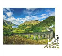 Scenic Highland Bridge 1000 Pieces Coastal Green Hills Jigsaw Puzzle for People with Stress And Anxiety Recycled Cardboard Challenging & Brainteasing 38x26cm/1000pcs