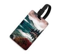 Scenic Lake Luggage Tags with ID Card, Durable Travel Bag Tags, Waterproof Name Tag for Suitcases, Backpacks & Travel Cases, Black-style, One size, classic