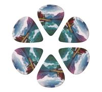 Scenic lake Print Guitar Picks 6 Pack With Organizer Storage Bag 0.46 0.71 0.96mm Guitar Plectrums Guitars Accessories For Bass Electric Acoustic Guitars