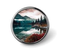 Scenic Lake Round Badge for Men Women, Durable & Stylish Lapel Pins, Lightweight Metal Badges for Shirts, Jackets, Hats