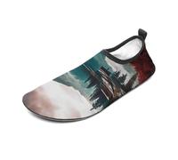 Scenic Lake Water Shoes for Men Women, Lightweight Stretch Swim Shoes with Anti-Slip Rubber Sole, Quick-Dry Aqua Socks for Pool, Beach, Surfing, Style, 12 Women/12 Men
