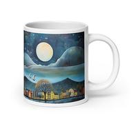 Scenic Moon River Landscape Naïve Art Ceramic Mug to Spoil Yourself (20oz / 591 ml)