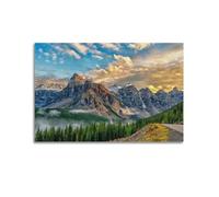 Scenic Mountain Beach Landscape Beach Canvas Wall Art Nature Landscape Waves Beach Blue Ocean Waves Seagulls Seashells Scandinavian Style for Bathroom Living Room Bedroom Gallery Decoration Watercolou