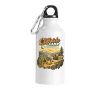 Scenic Mountain Camping Adventure at Sunset Tourist Water Bottle White