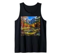 Scenic Mountain Waterfall Autumn Forest Landscape Nature Tank Top