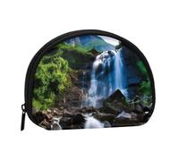 Scenic mountain waterfall Coin Purse with Zipper Mini Coin Pouch Small Change Wallet for Men Women Coin Bag Personalized Credit Card Bags Everything Storage Pouch for Headset ID Key Lipstick