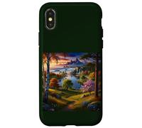 Scenic Mountain Waterfall & Ocean Paradise Nature Landscape Case for iPhone X/XS