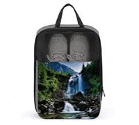 Scenic Mountain Waterfall Shoe Bag Travel Shoe Organizer Water-Resistant Shoe Pouch with Zipper Sneaker Dust Bag, gray, One Size, Modern
