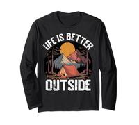 Scenic Nature Mountains and Tent Under the Stars Long Sleeve T-Shirt