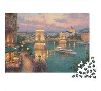 Scenic River Bridge 1000 Pieces City River View Premium Puzzle Board Adult Jigsaw Puzzle Parent-child Interaction Holiday Pastime Collectible Item Limited Edition 38x26cm/1000pcs