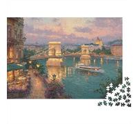 Scenic River Bridge 1000 Pieces Extra-Thick Cardboard DIY Jigsaw for Family, Fun Game, Beautiful Decoration, 52x38cm/1000pcs