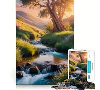 Scenic River Landscape with Large Tree 1000 Pieces Jigsaw Puzzles for Adults Mind Puzzle Soft Relax Image Assembly Santa Wish Item (38x26cm)