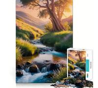 Scenic River Landscape with Large Tree 1000 Pieces Jigsaw Puzzles for Teenagers Enhance Memory Easy Leisure Firm Cut Wall Art Decor (38x52cm)